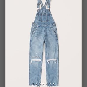 Abercrombie & Fitch High Rise Overalls in light wash